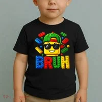 Bruh Master Builder Birthday Boy Building Blocks Toddler T-Shirt thumb 2