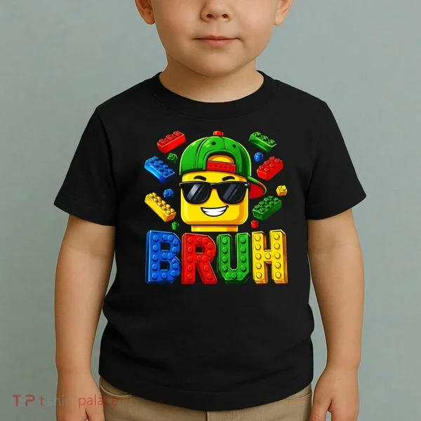 Bruh Master Builder Birthday Boy Building Blocks Toddler T-Shirt