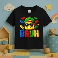 Bruh Master Builder Birthday Boy Building Blocks Toddler T-Shirt thumb 3