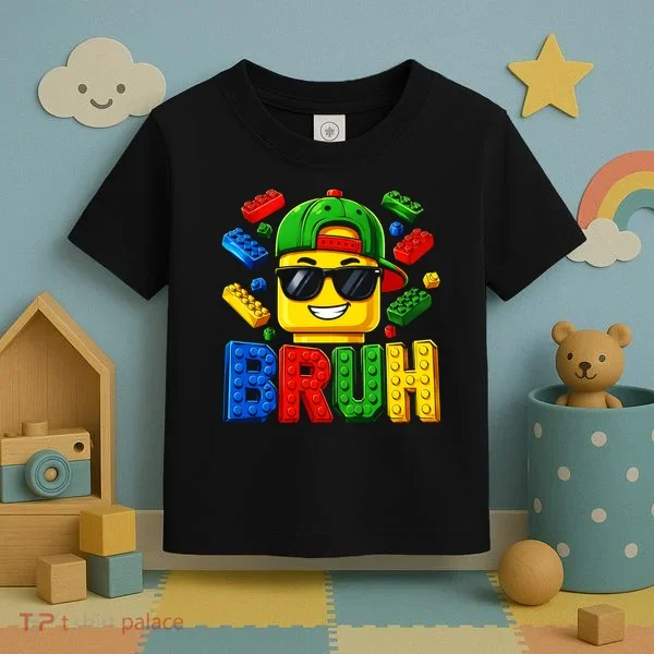 Bruh Master Builder Birthday Boy Building Blocks Toddler T-Shirt