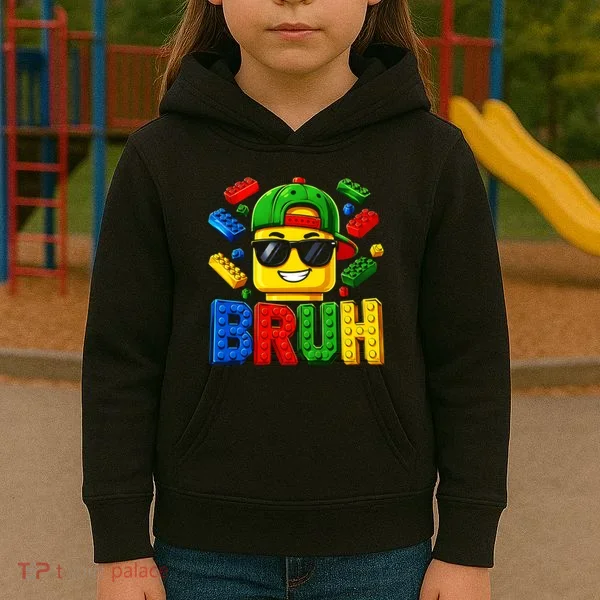 Bruh Master Builder Birthday Boy Building Blocks Kids Hoodie