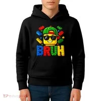 Bruh Master Builder Birthday Boy Building Blocks Kids Hoodie thumb 4