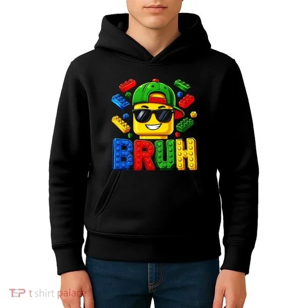 Bruh Master Builder Birthday Boy Building Blocks Kids Hoodie