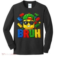 Bruh Master Builder Birthday Boy Building Blocks Kids Long Sleeve Shirt thumb 0