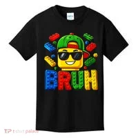 Bruh Master Builder Birthday Boy Building Blocks Kids T-Shirt thumb 0