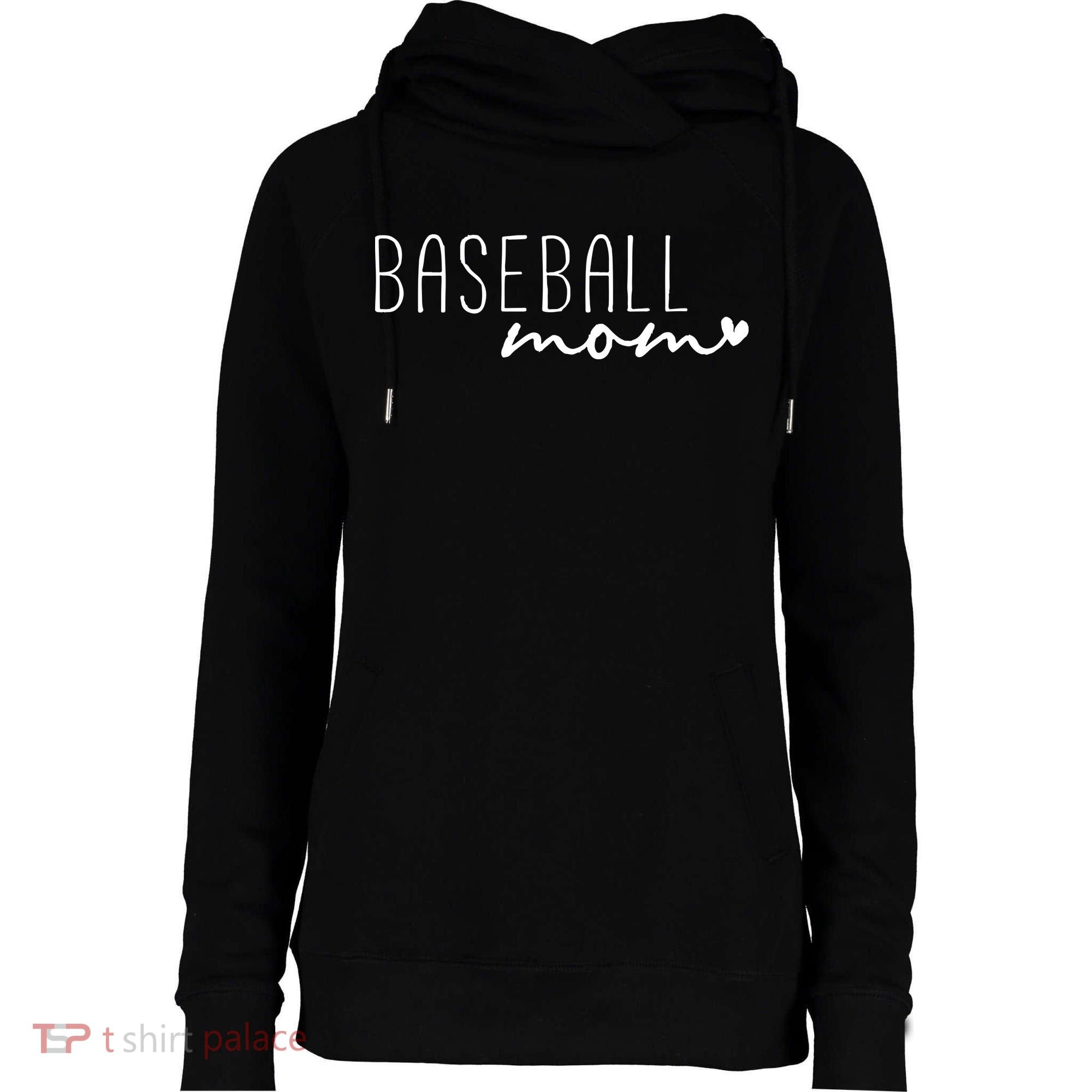 Baseball Mom Womens Funnel Neck Pullover Hood