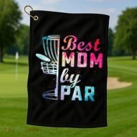 Best Mom By Par Disc Golf Frisbee Golfer Cool Golf Towel thumb 1