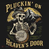 Bluegrass Music Banjo Skeleton Pluckin On Heavens Door T-Shirt thumb 7