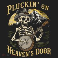 Bluegrass Music Banjo Skeleton Pluckin On Heavens Door Beanie thumb 2