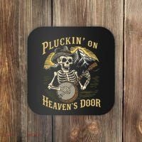 Bluegrass Music Banjo Skeleton Pluckin On Heavens Door Coaster thumb 0