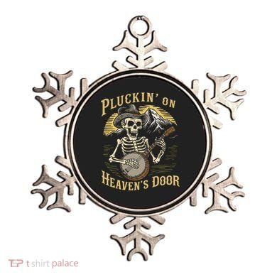 Bluegrass Music Banjo Skeleton Pluckin On Heavens Door Ornament