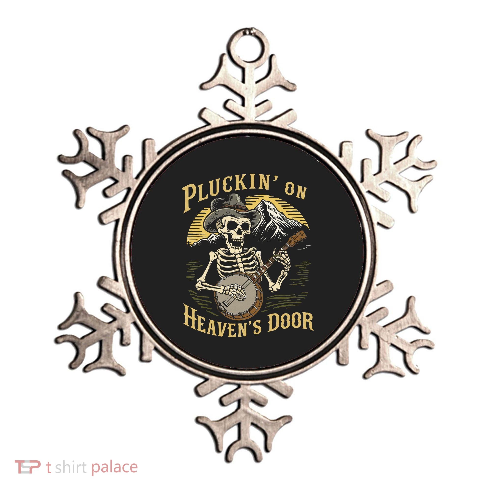Bluegrass Music Banjo Skeleton Pluckin On Heavens Door Ornament