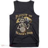 Bluegrass Music Banjo Skeleton Pluckin On Heavens Door Tank Top thumb 0