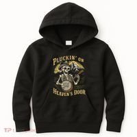 Bluegrass Music Banjo Skeleton Pluckin On Heavens Door Kids Hoodie thumb 0
