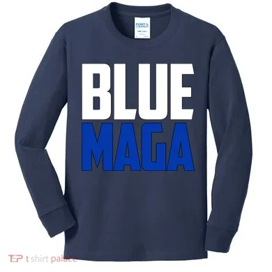 Blue MAGA Kids Long Sleeve Shirt