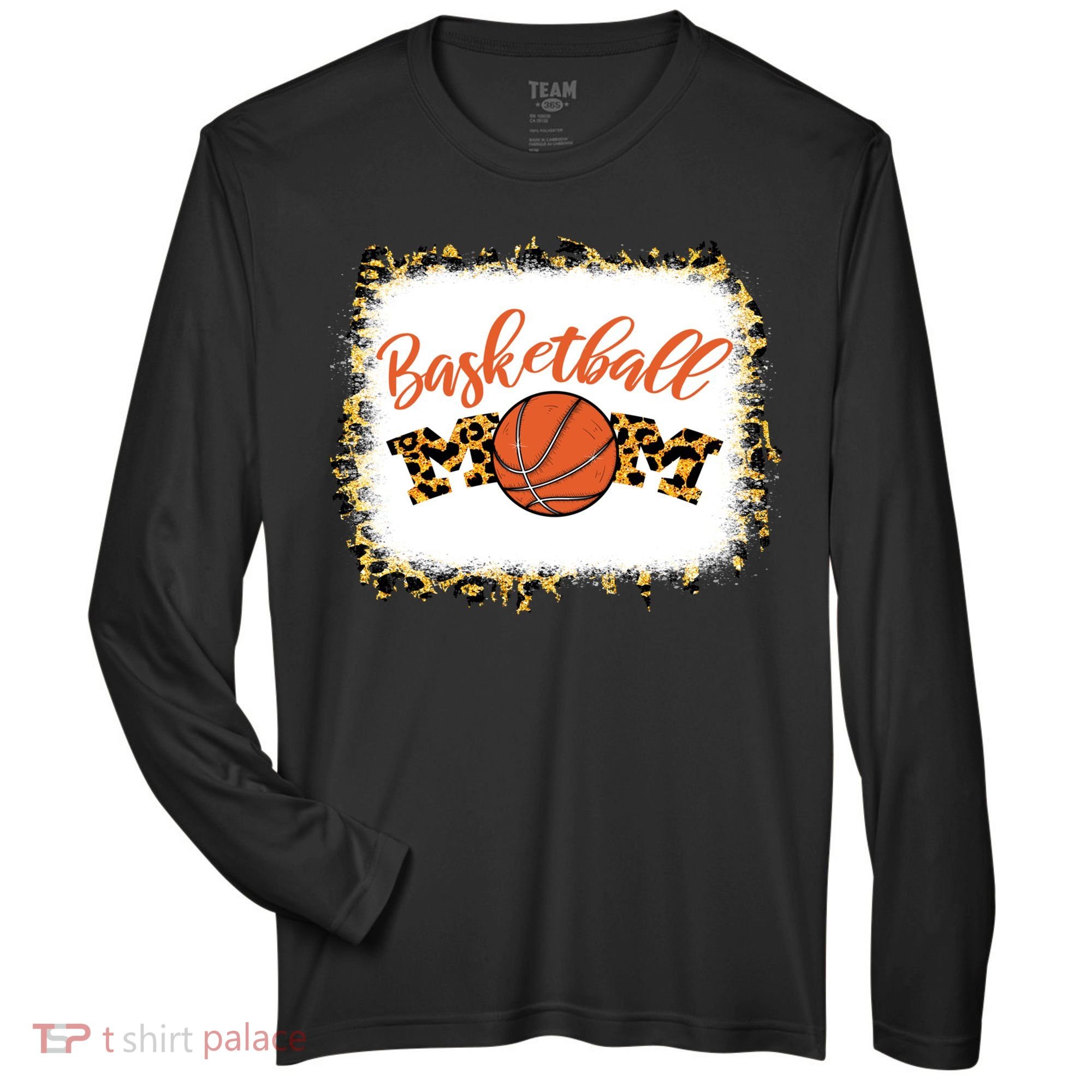 Basketball Mom Bleached Leopard Mother's Day Basketball Mom Gift Zone Performance Long-Sleeve T-Shirt