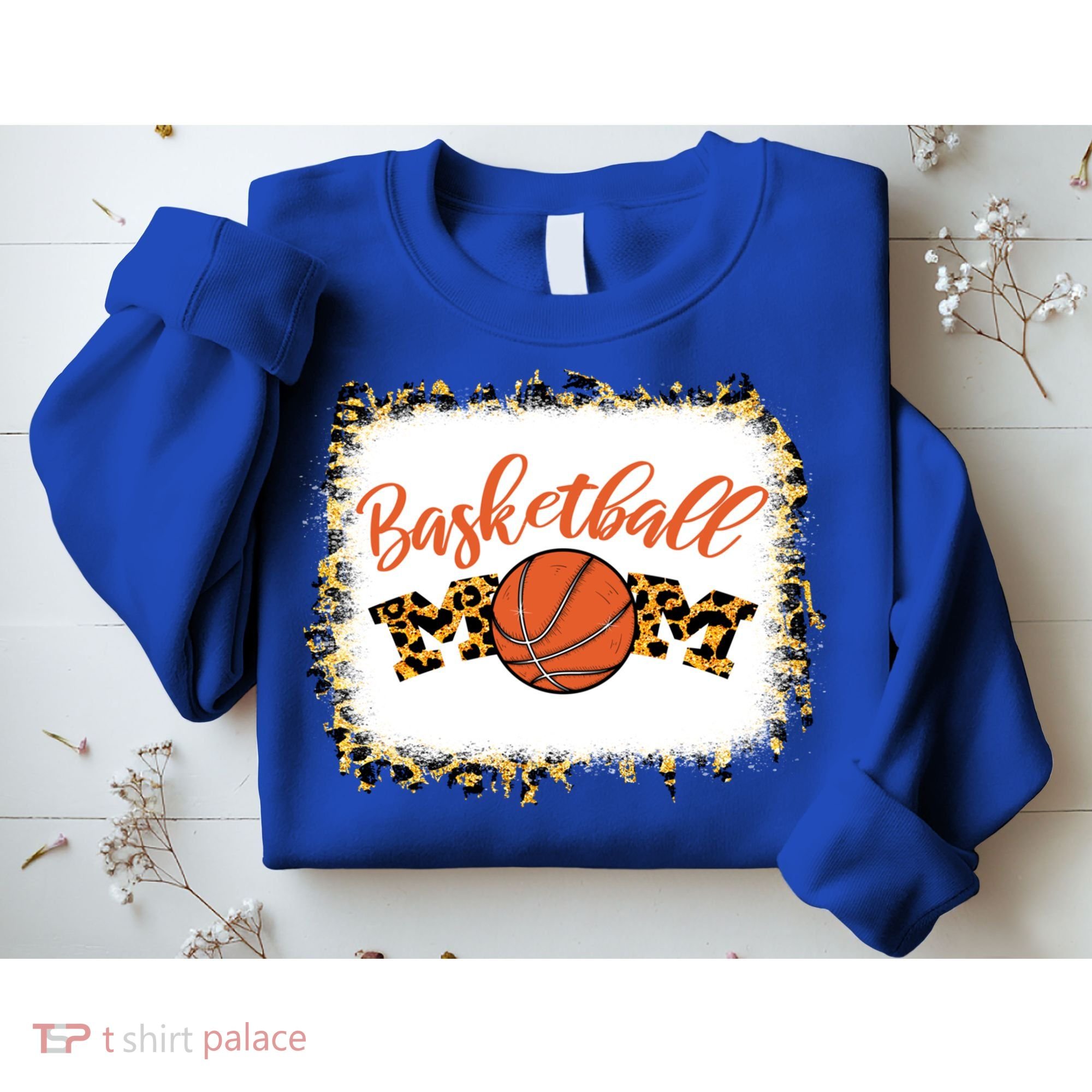 Basketball Mom Bleached Leopard Mother's Day Basketball Mom Gift Sweatshirt