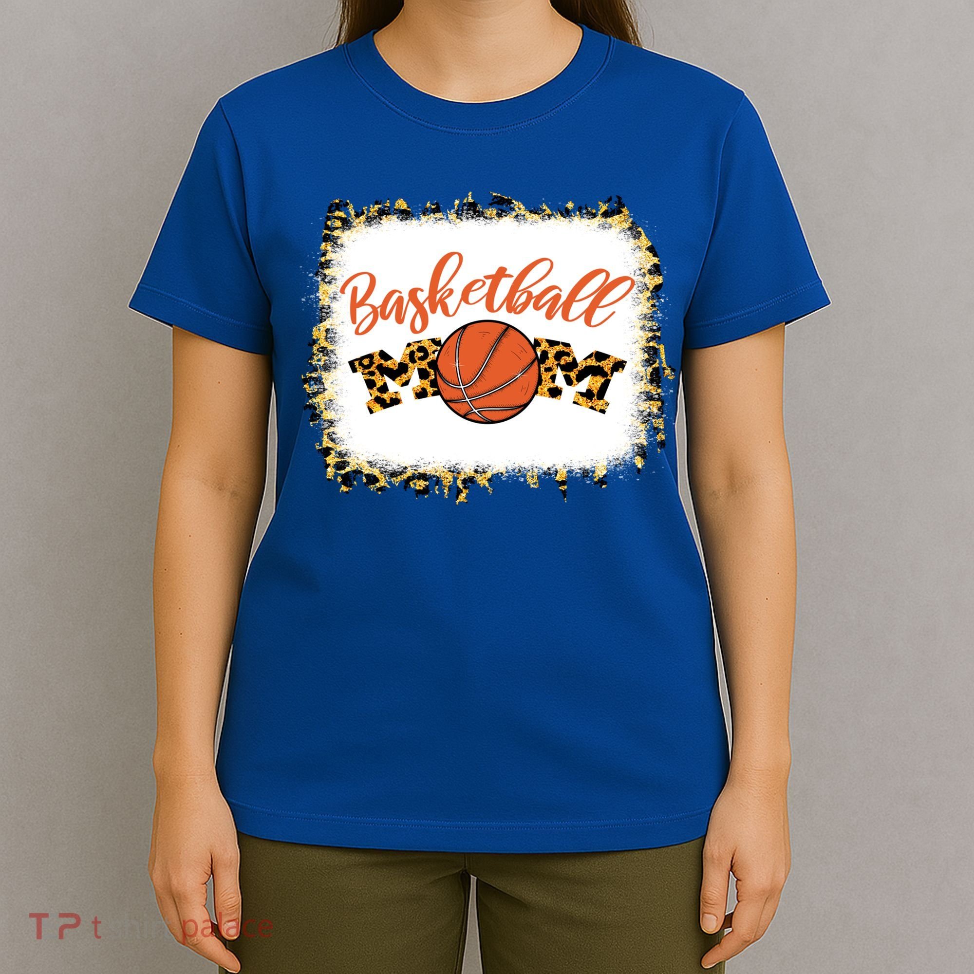 Basketball Mom Bleached Leopard Mother's Day Basketball Mom Gift T-Shirt