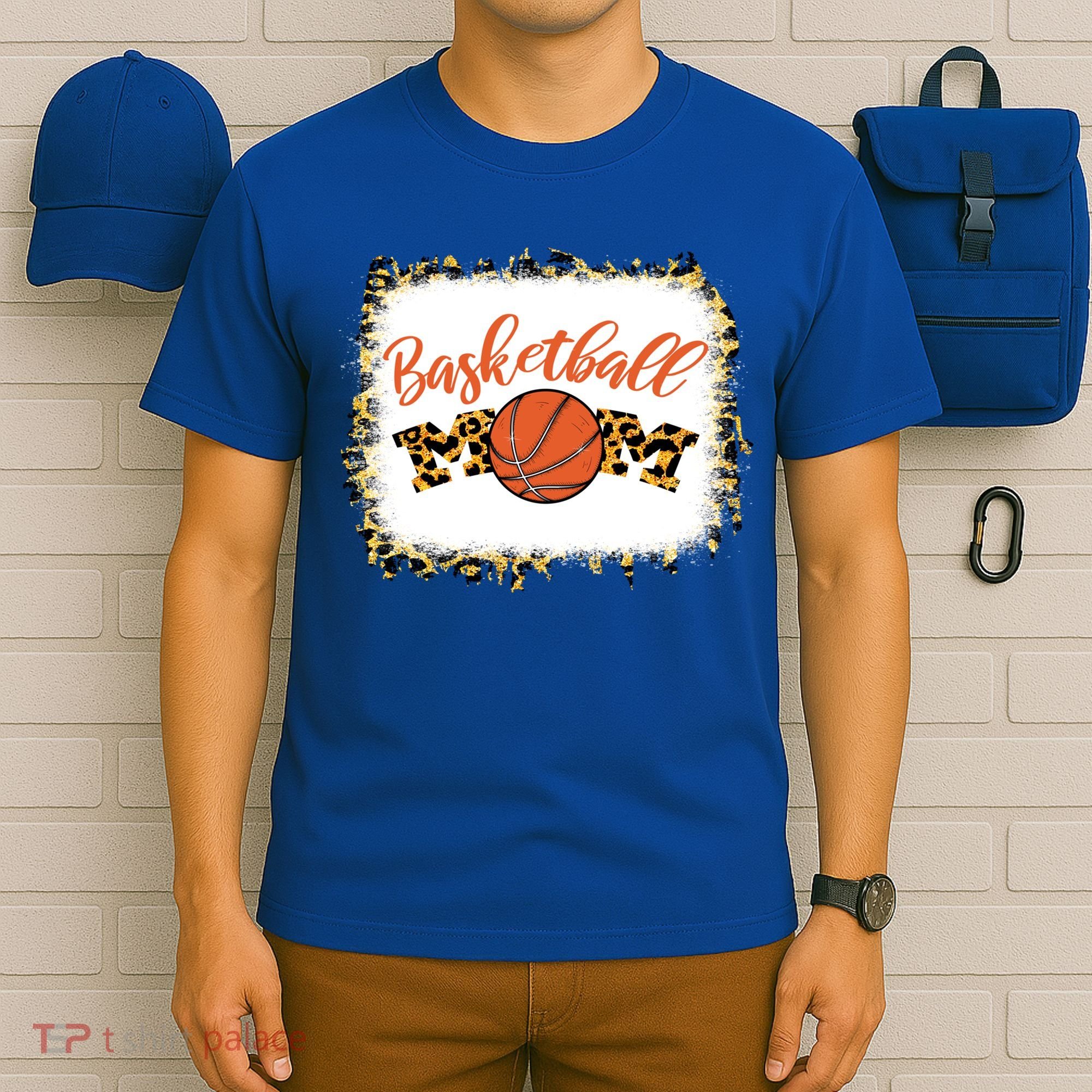 Basketball Mom Bleached Leopard Mother's Day Basketball Mom Gift T-Shirt