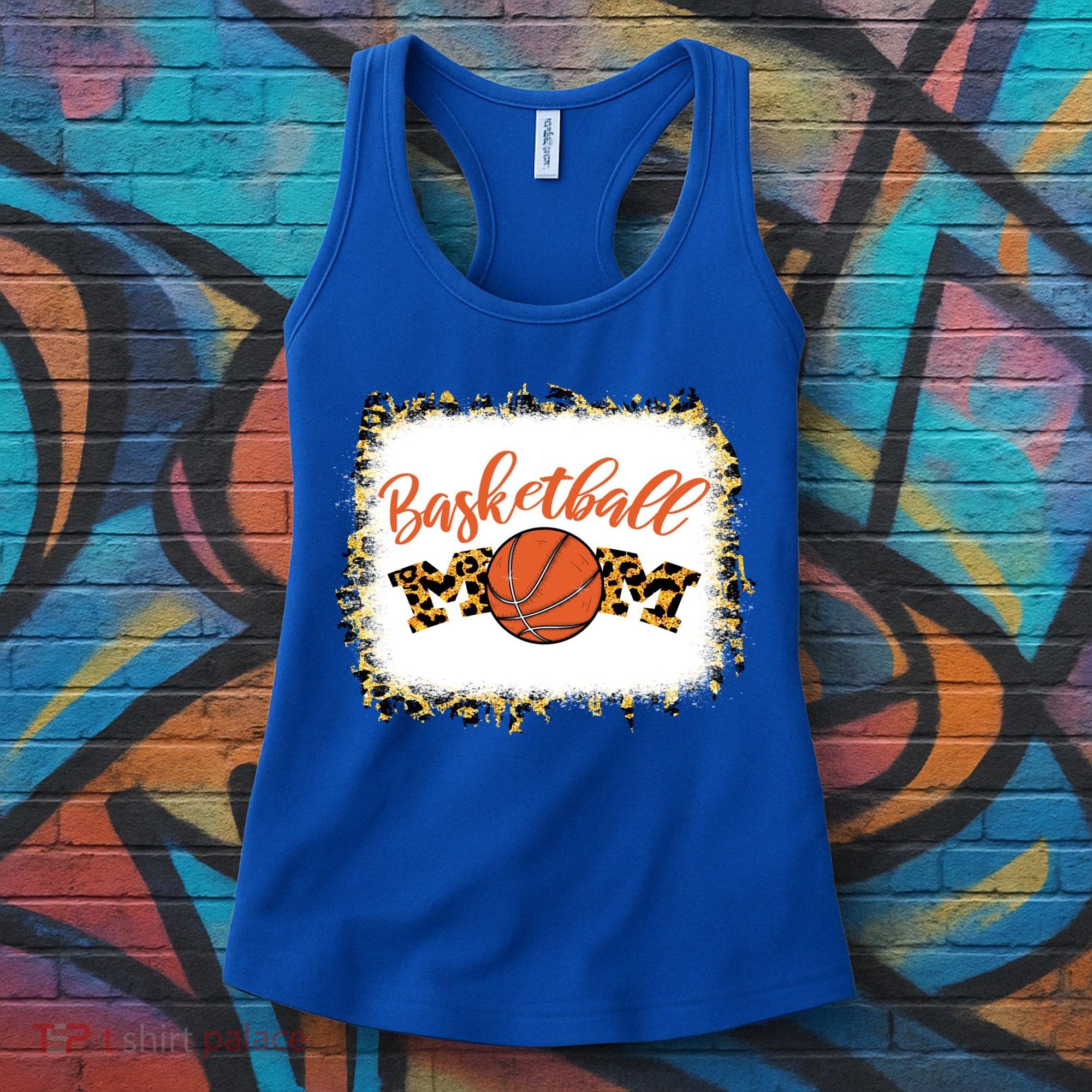 Basketball Mom Bleached Leopard Mother's Day Basketball Mom Gift Women's Tank Top