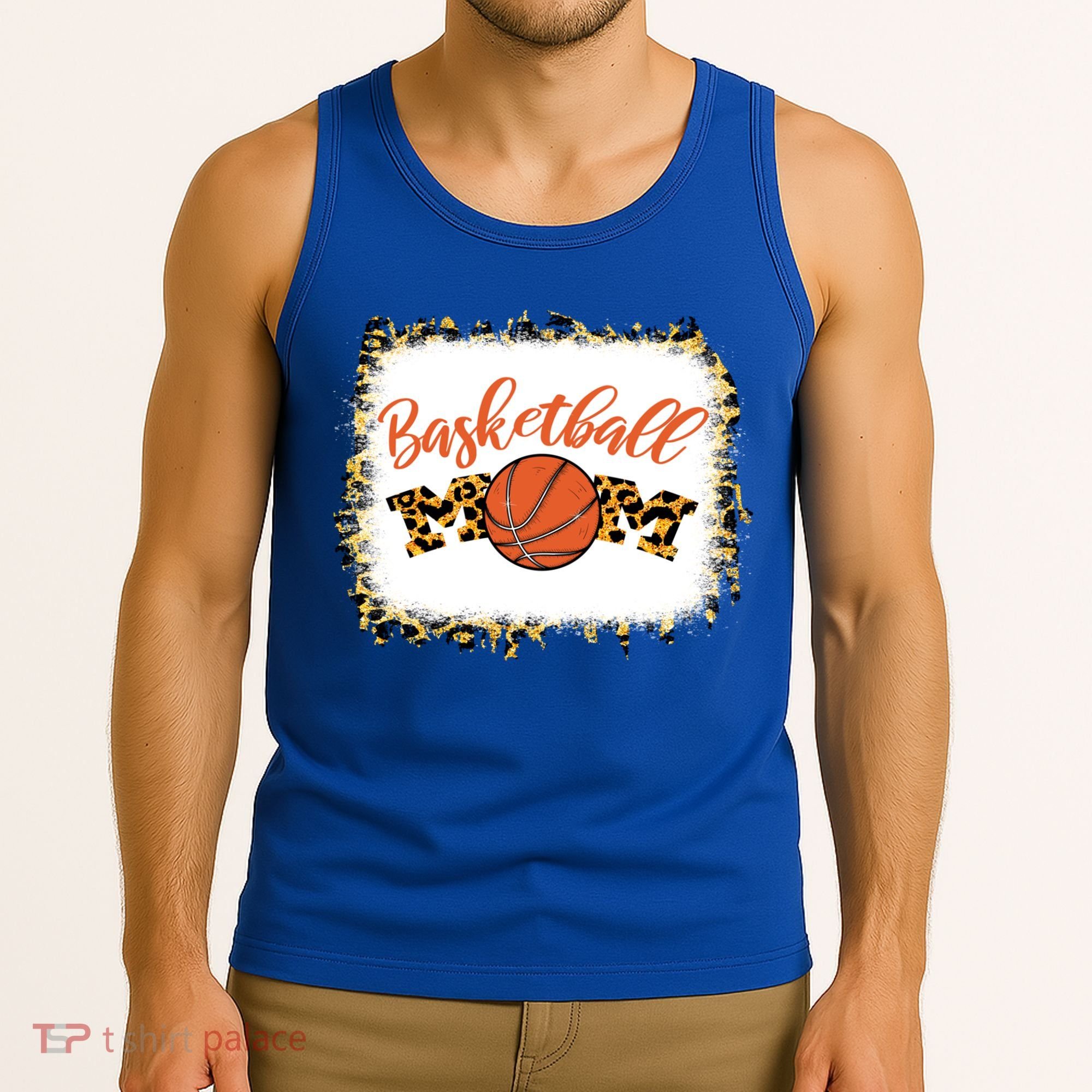Basketball Mom Bleached Leopard Mother's Day Basketball Mom Gift Tank Top