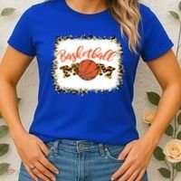Basketball Mom Bleached Leopard Mother's Day Basketball Mom Gift Women's T-Shirt thumb 2