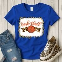 Basketball Mom Bleached Leopard Mother's Day Basketball Mom Gift Women's T-Shirt thumb 3