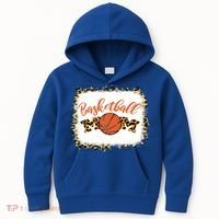 Basketball Mom Bleached Leopard Mother's Day Basketball Mom Gift Kids Hoodie thumb 0