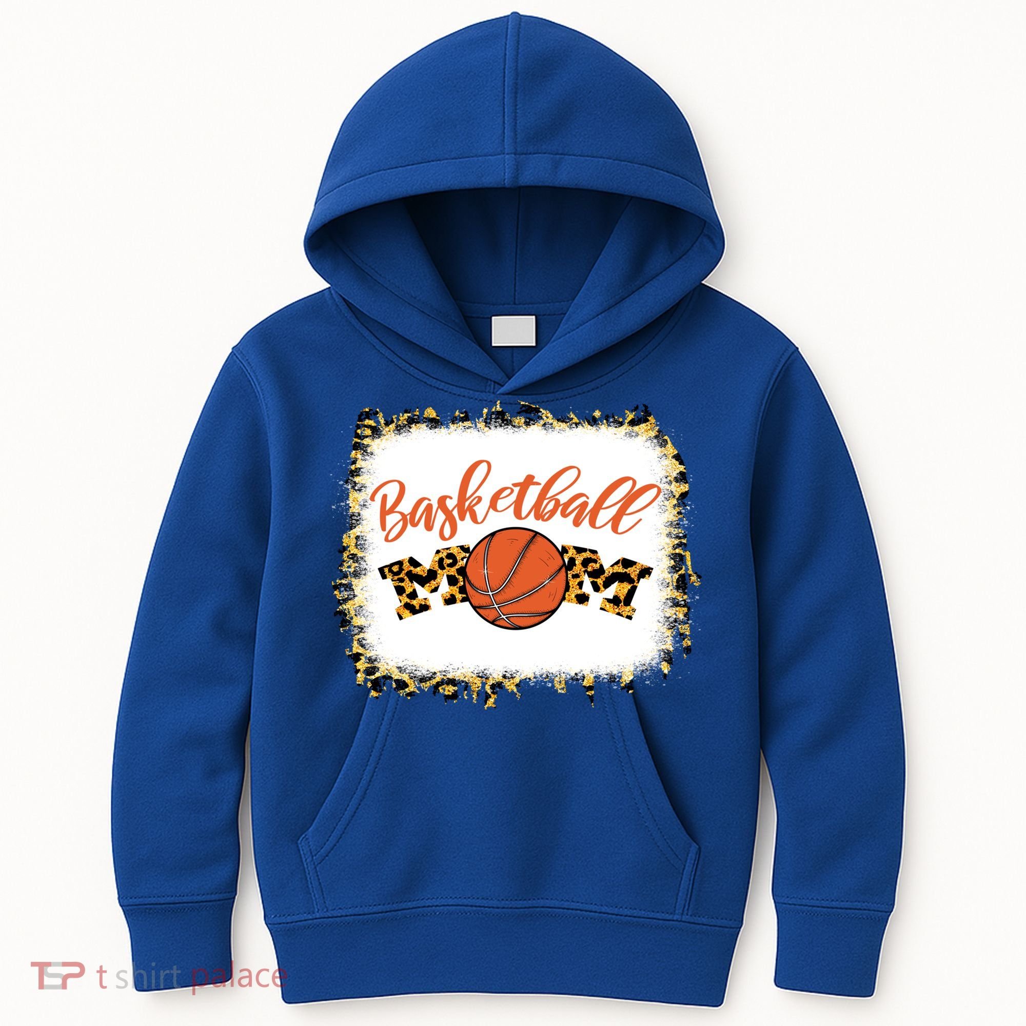 Basketball Mom Bleached Leopard Mother's Day Basketball Mom Gift Kids Hoodie