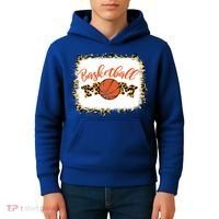 Basketball Mom Bleached Leopard Mother's Day Basketball Mom Gift Kids Hoodie thumb 4