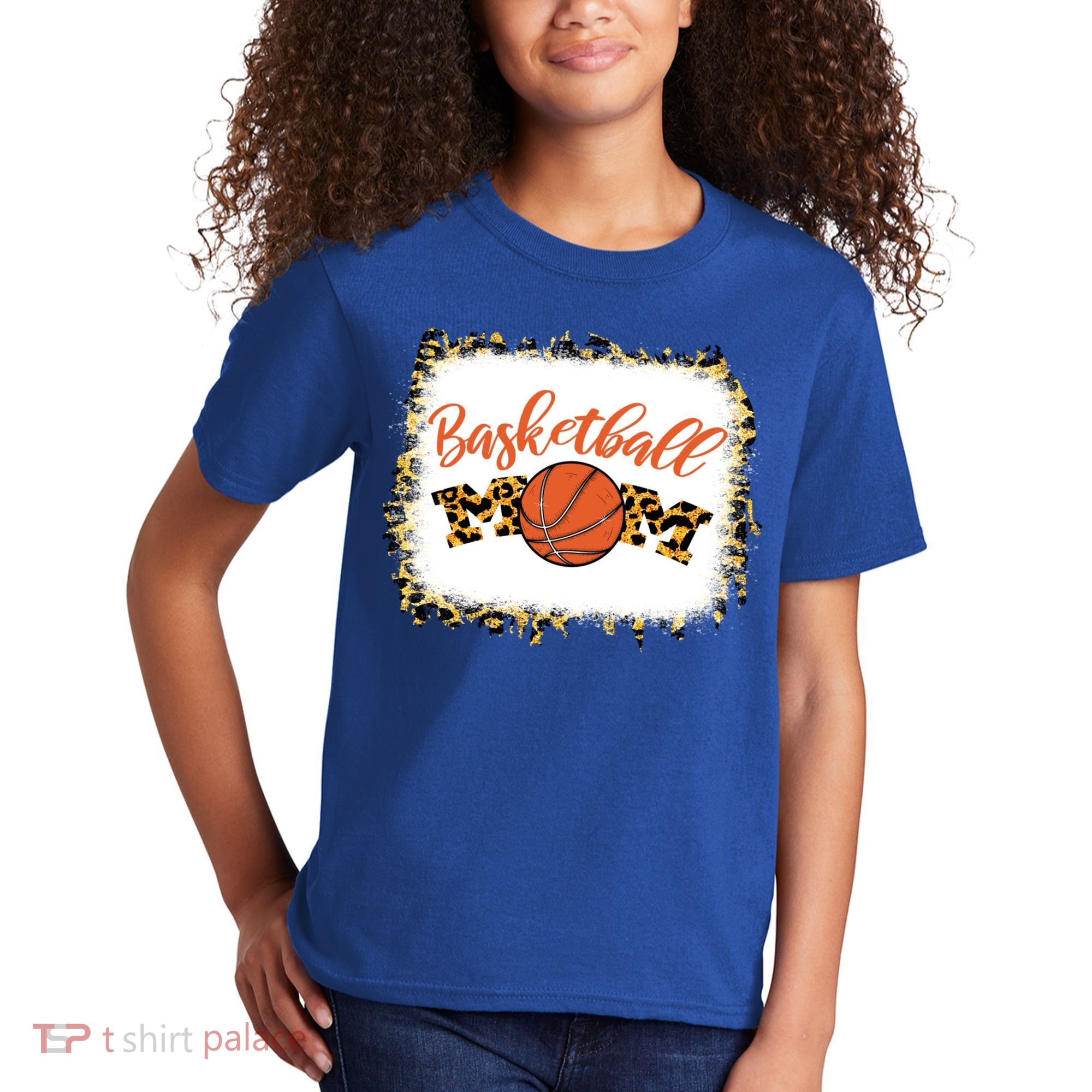 Basketball Mom Bleached Leopard Mother's Day Basketball Mom Gift Kids T-Shirt