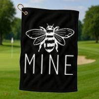 BEE MINE Bumblebee Cute Retro Valentine's Day Funny Golf Towel thumb 1