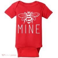 BEE MINE Bumblebee Cute Retro Valentine's Day Funny Baby Bodysuit thumb 0