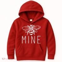 BEE MINE Bumblebee Cute Retro Valentine's Day Funny Kids Hoodie thumb 0
