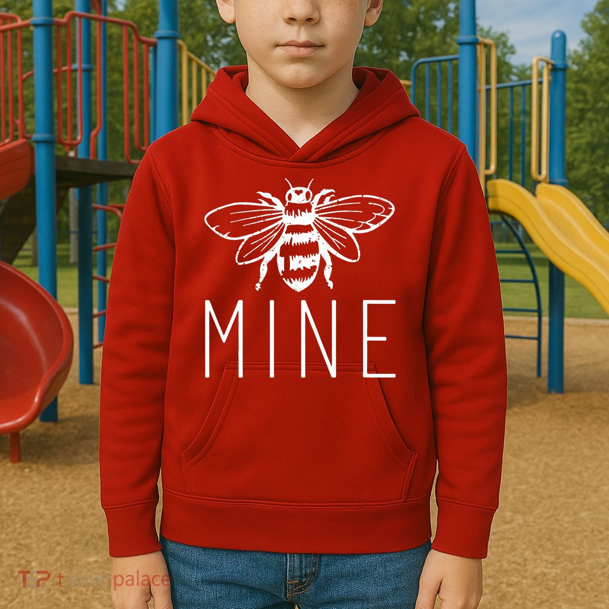 BEE MINE Bumblebee Cute Retro Valentine's Day Funny Kids Hoodie
