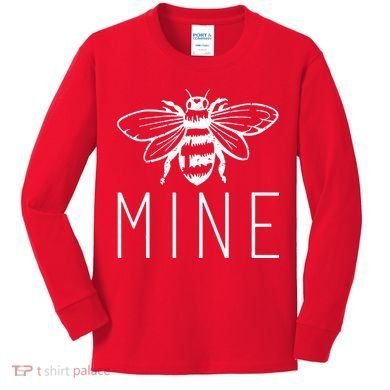 BEE MINE Bumblebee Cute Retro Valentine's Day Funny Kids Long Sleeve Shirt
