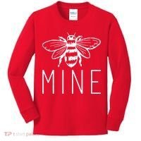 BEE MINE Bumblebee Cute Retro Valentine's Day Funny Kids Long Sleeve Shirt thumb 0
