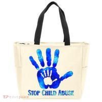 Blue Messy Bun Black  Child Abuse Prevention Awareness Tote Bag thumb 0