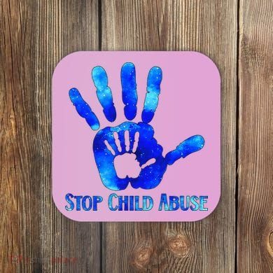 Blue Messy Bun Black  Child Abuse Prevention Awareness Coaster