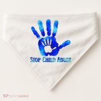 Blue Messy Bun Black  Child Abuse Prevention Awareness USA-Made Doggie Bandana thumb 0