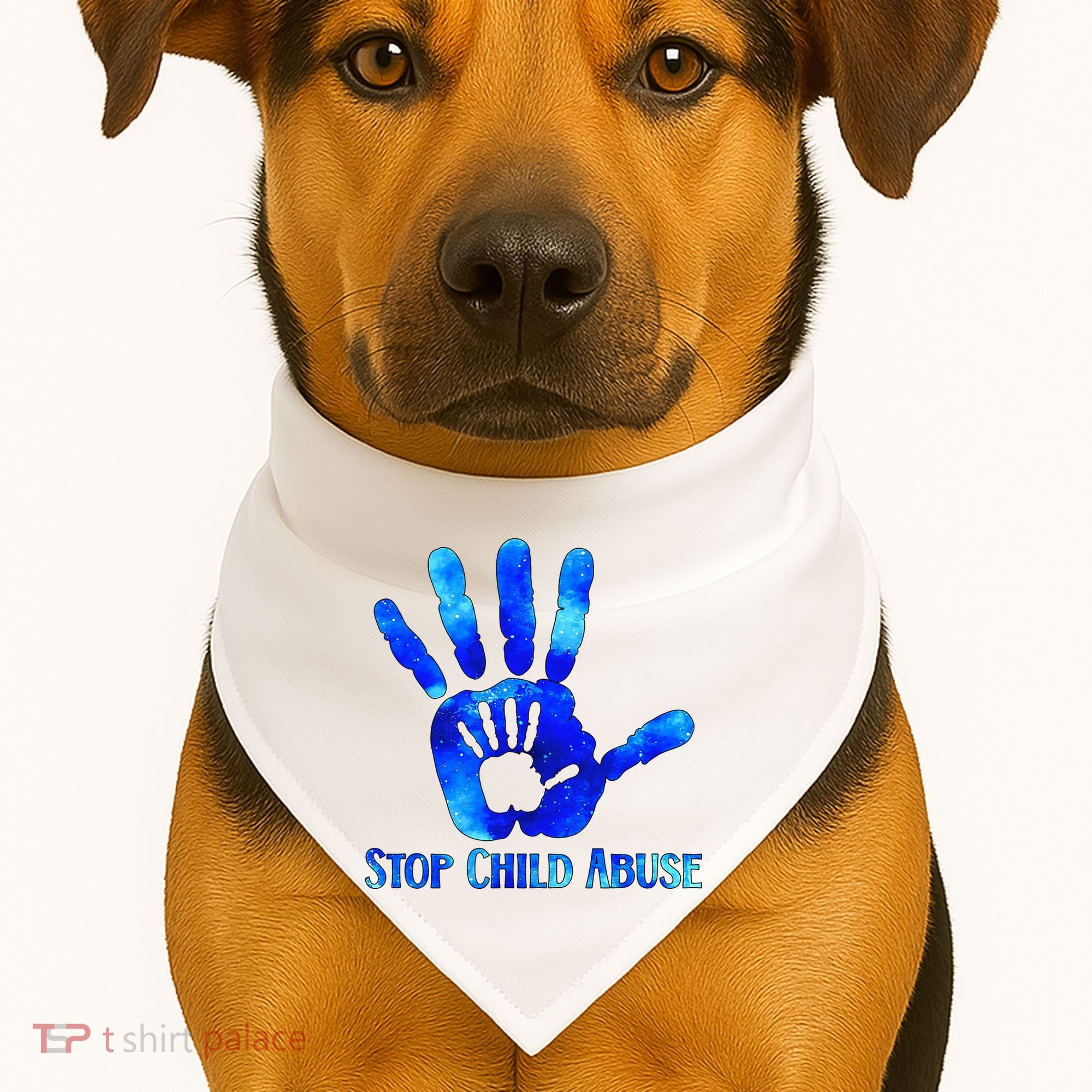 Blue Messy Bun Black  Child Abuse Prevention Awareness USA-Made Doggie Bandana