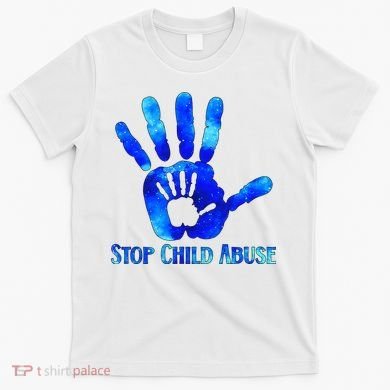 Blue Messy Bun Black  Child Abuse Prevention Awareness T-Shirt