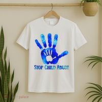 Blue Messy Bun Black  Child Abuse Prevention Awareness T-Shirt thumb 2