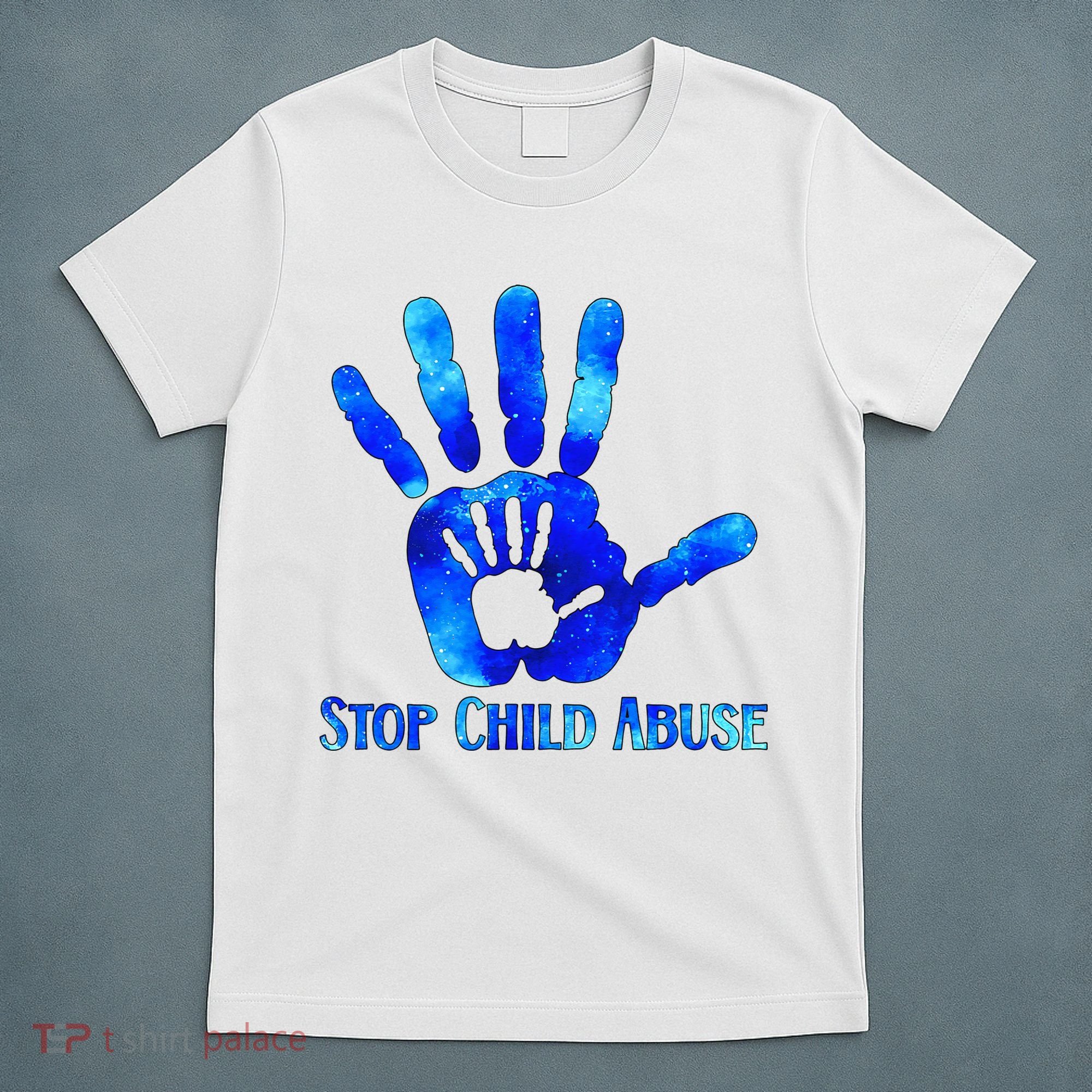 Blue Messy Bun Black  Child Abuse Prevention Awareness T-Shirt