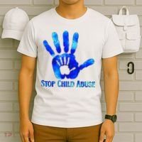 Blue Messy Bun Black  Child Abuse Prevention Awareness T-Shirt thumb 6