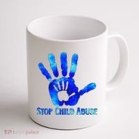 Blue Messy Bun Black  Child Abuse Prevention Awareness Coffee Mug thumb 1