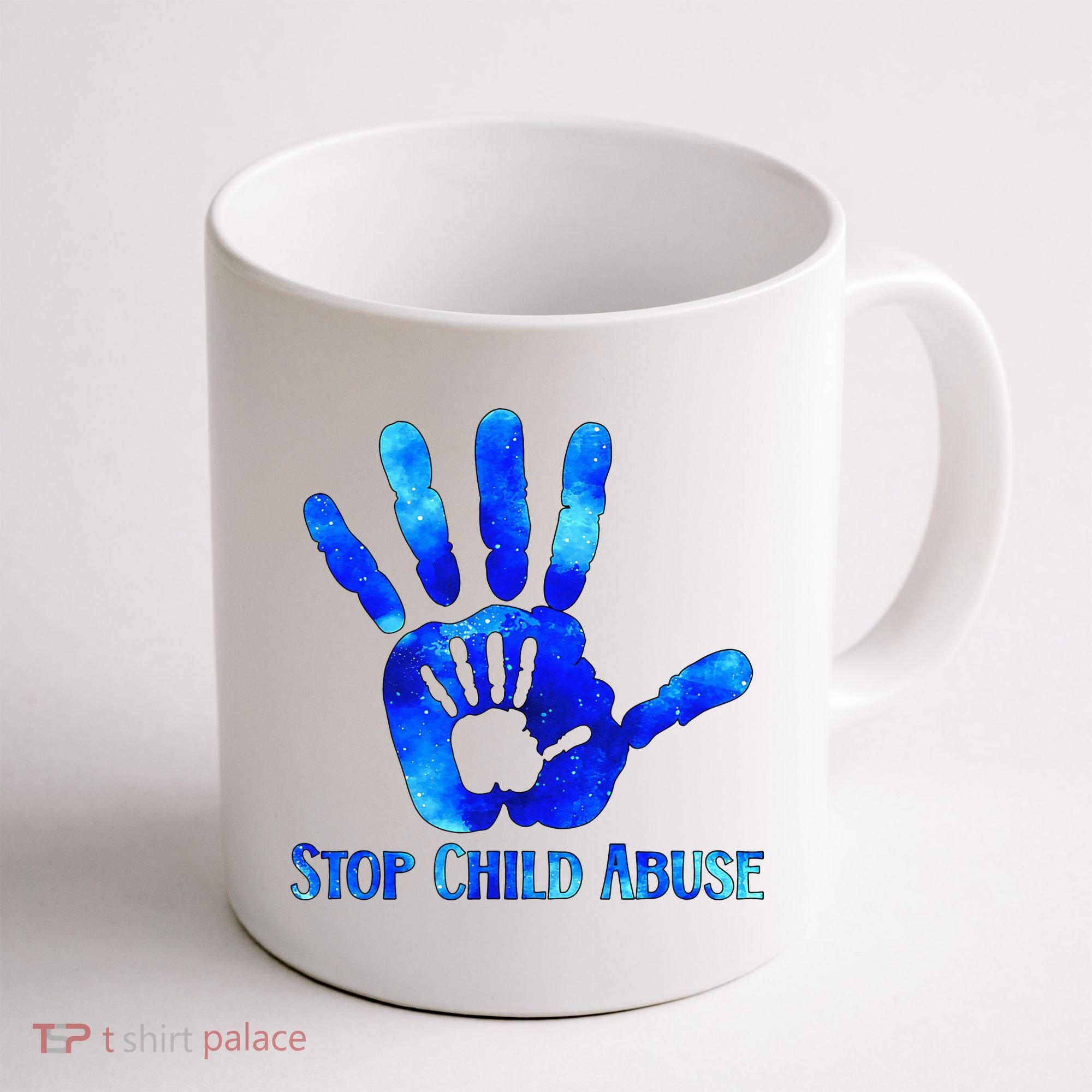 Blue Messy Bun Black  Child Abuse Prevention Awareness Coffee Mug