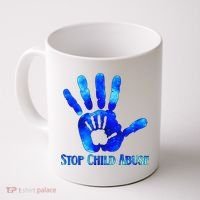 Blue Messy Bun Black  Child Abuse Prevention Awareness Coffee Mug thumb 0