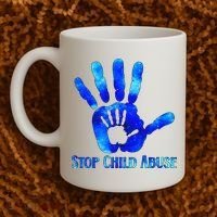 Blue Messy Bun Black  Child Abuse Prevention Awareness Coffee Mug thumb 2