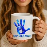 Blue Messy Bun Black  Child Abuse Prevention Awareness Coffee Mug thumb 3
